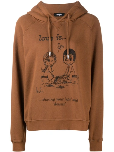 Dsquared2 Love Is Hoodie In Brown