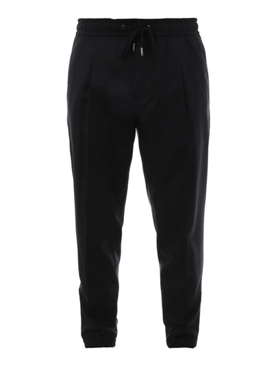 Dolce & Gabbana Jogger Style Wool Casual Pants In Black