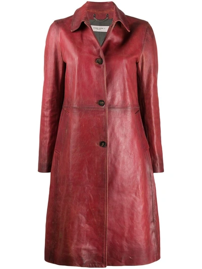 Golden Goose Knee-length Leather Coat In Red