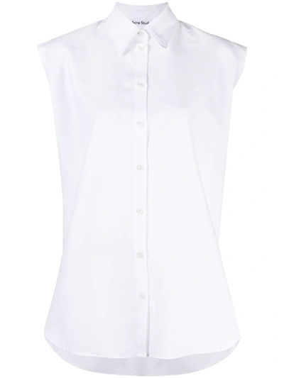 Acne Studios Saree Sleeveless Longline Shirt In White