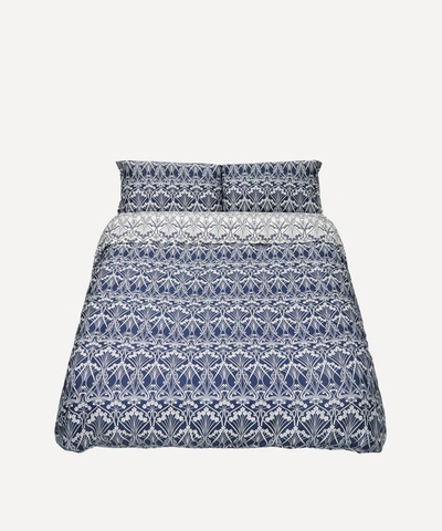 Liberty Ianthe Cotton Sateen Double Duvet Cover Set In Navy