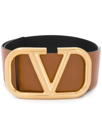Valentino Garavani V-logo Reversible Leather Belt In Selleria Nero