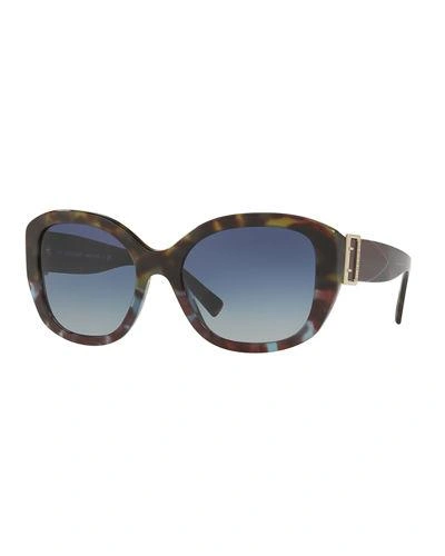 Burberry Buckle-temple Acetate Sunglasses In Blue Pattern