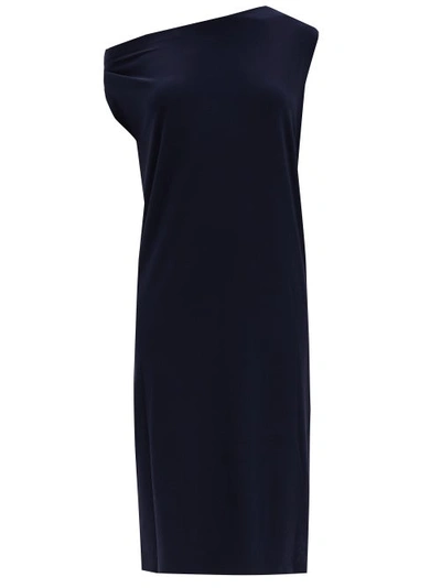 Norma Kamali Asymmetric Dropped-shoulder Jersey Dress In Midnight