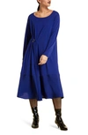 Marina Rinaldi Ombra Crepe Long Sleeve Floaty Dress In China Blue