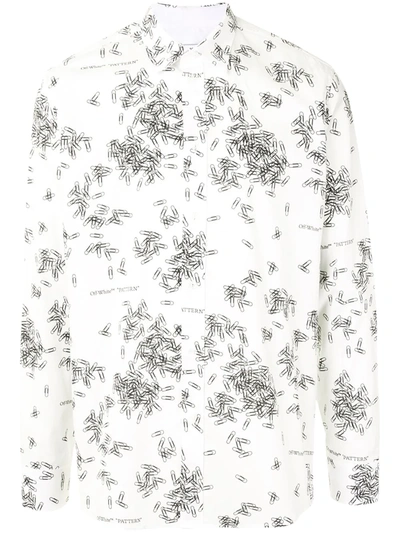 Off-white Paperclip-print Long-sleeve Shirt In White