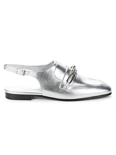 Burberry Chewltown Ladies Leather Silver Grey Loafers
