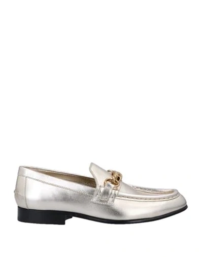 Burberry Solway Metallic Leather Loafers In Light Gold
