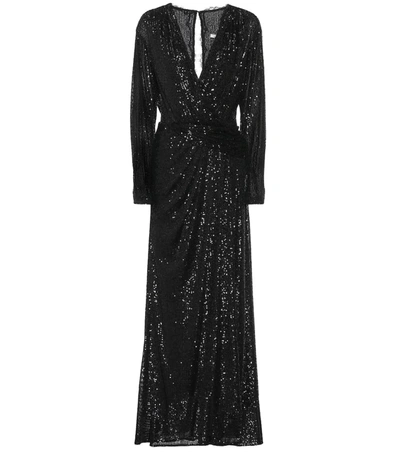 Jonathan Simkhai Wrap-effect Sequin-embellished Stretch-tulle Gown In Black