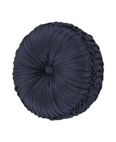 J Queen New York Bristol Tufted Decorative Pillow, 15" Round In Indigo