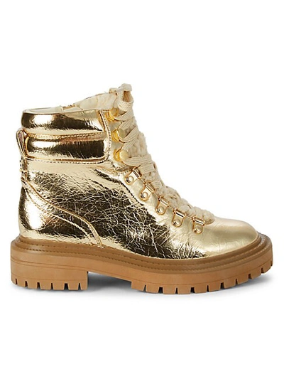Circus By Sam Edelman Faux Fur-trim Hiking Boots In Gold
