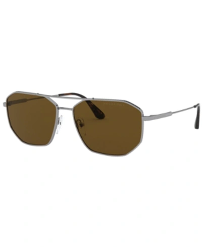 Prada Polarized Brown Geometric Mens Sunglasses Pr 64xs 5av01d 60 In Silver
