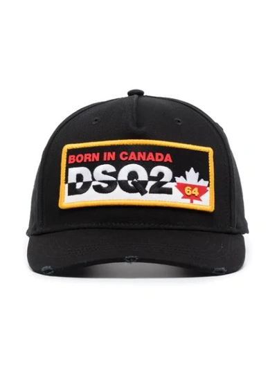 Dsquared2 Black Embroidered Logo Patch Baseball Cap