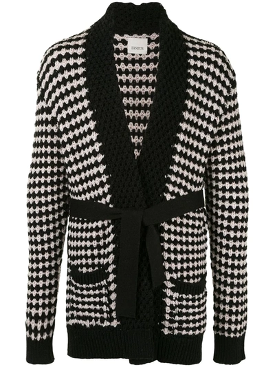 Laneus Chunky-knit Belted Cardigan In Black