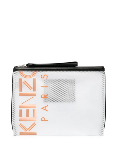 Kenzo Logo Clutch Bag In White
