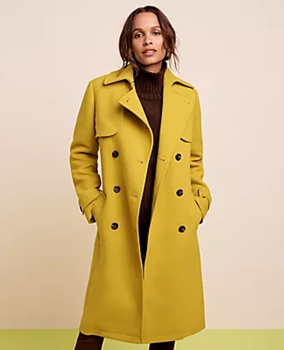 Ann Taylor Petite Belted Trench Coat In Split Pea Green
