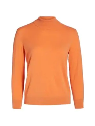 Lafayette 148 Turtleneck Cashmere Sweater In Citrus Orange