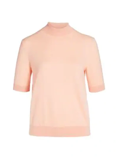 Lafayette 148 Mockneck Short-sleeve Cashmere Sweater In Aura