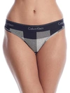 Calvin Klein Modern Cotton Thong In Buffalo Check Grey