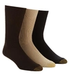 Gold Toe Fluffies Crew Socks 3-pack In Khaki,brown,black