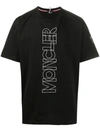 Moncler Logo Printed Cotton Jersey T-shirt In Black