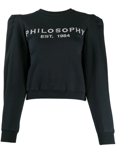 Philosophy Di Lorenzo Serafini Logo-print Cropped Sweatshirt In Grey