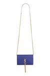 Saint Laurent Kate Small Monogram Leather Wallet-on-chain In Saphire Blue