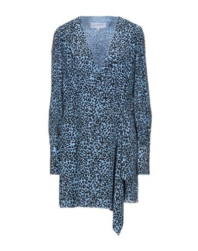 Les Rêveries Draped Leopard-print Silk Crepe De Chine Mini Wrap Dress In Blue