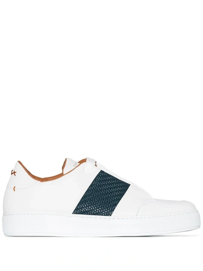 Ermenegildo Zegna White Tiziano Weave Leather Sneakers