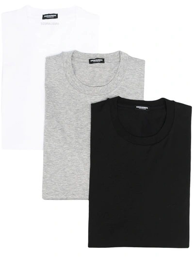 Dsquared2 Round Neck T-shirt (set Of Three) In Black