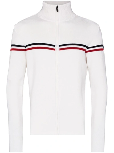 Fusalp Horizontal-stripe Zip-up Cardigan In White