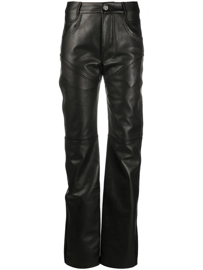 Telfar Straight-leg Leather Trousers In Black