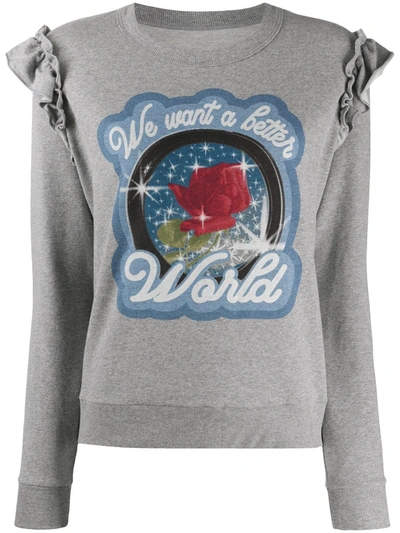 Viktor & Rolf X Calida Ruffled Graphic-print Sweatshirt In Grey