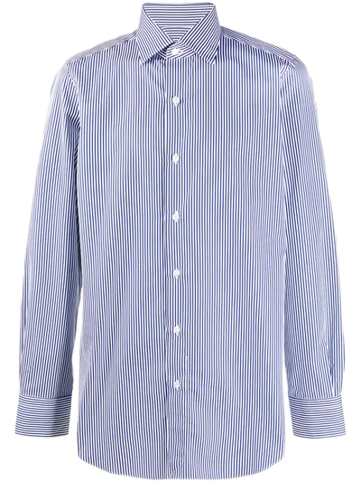Finamore 1925 Napoli Striped Button-up Shirt In Blue