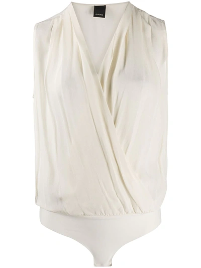 Pinko Wraparound Style Jersey Bodysuit In Bianco