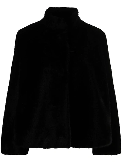 Fay Short Faux-fur Jacket In Black