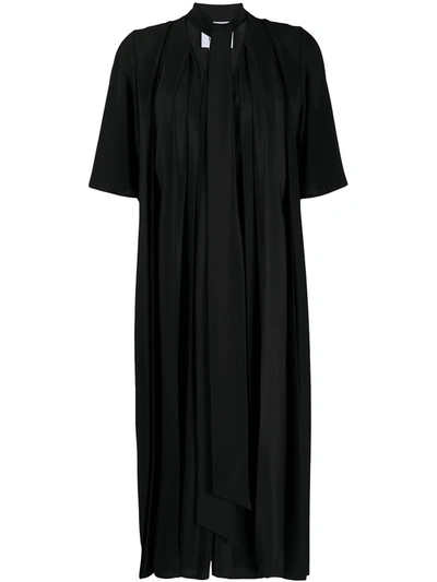 Erika Cavallini Pleated Midi Shift Dress In Black