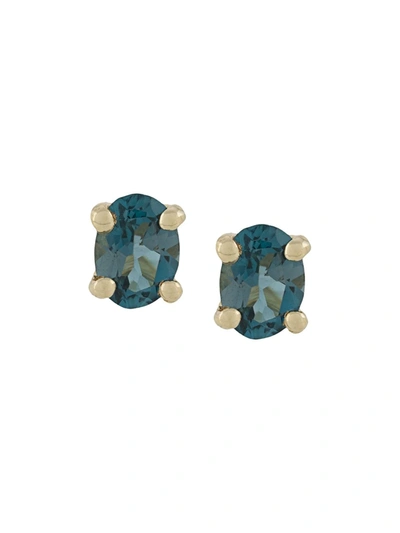 Wouters & Hendrix Gold 18kt Yellow Gold Topaz Charleston Chapters Stud Earrings In Blue