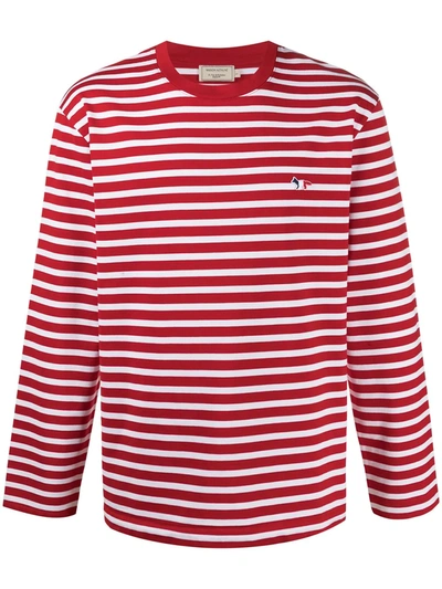 Maison Kitsuné Striped T-shirt In Red