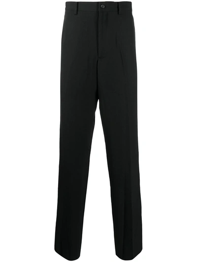 Yohji Yamamoto Mid-rise Wide-leg Cotton Trousers In Black