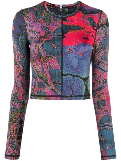 Mcq Swallow Long-sleeved Floral Print Jersey Top In Black