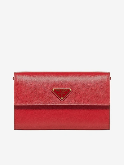 Prada Logo-plaque Saffiano Leather Clutch Bag