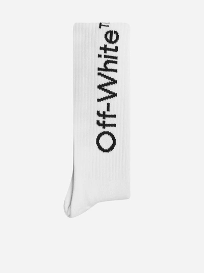 Off-white Diag Logo Stretch Cotton Socks In White