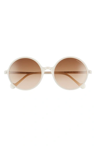 Moncler Round Acetate Sunglasses In White Brown