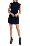 1.state Flutter Sleeve Drop Waist Knit Dress In Jbs Navy