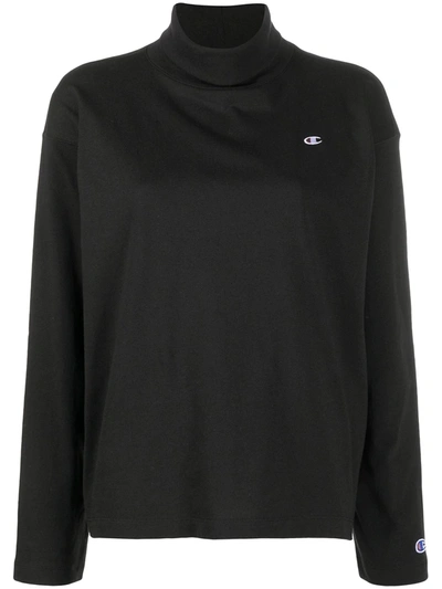 Champion Logo-embroidered Roll Neck Top In Black
