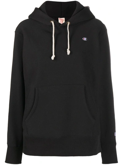 Champion C Logo Reverse Weave Hoodie In Black