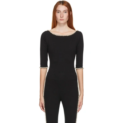 Marc Jacobs Faux-pearl Embellished Bodysuit In Black