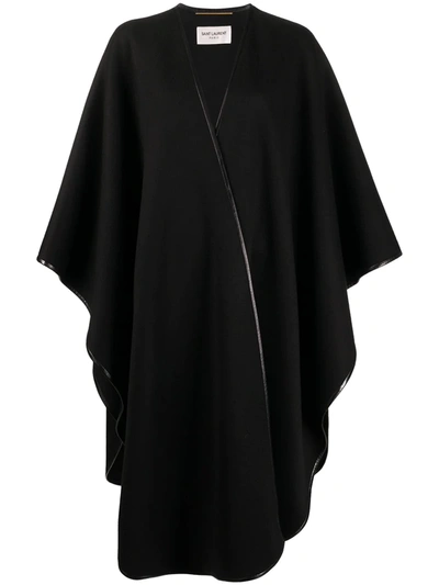 Saint Laurent Oversized Poncho Cape Coat In Black