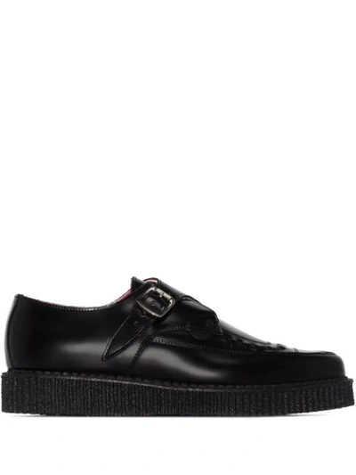 Molly Goddard X Underground Rico Buckled Leather Creeper Shoes In Schwarz